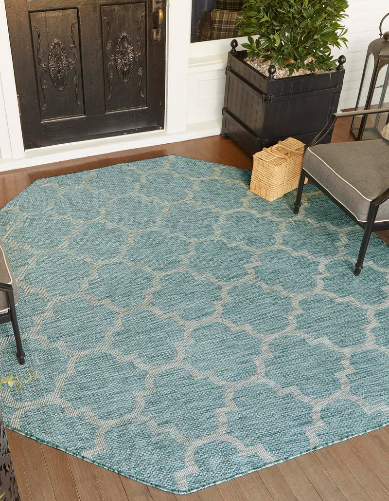 Garden Lattice Oasis Collection Area Rug - Arbor (Aquamarine) Octagon Aquamarine  lifestyle 0