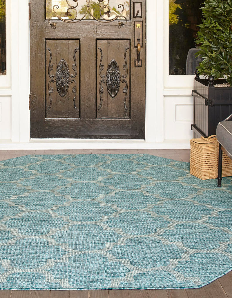 Garden Lattice Oasis Collection Area Rug - Arbor (Aquamarine) Octagon Aquamarine  lifestyle 3