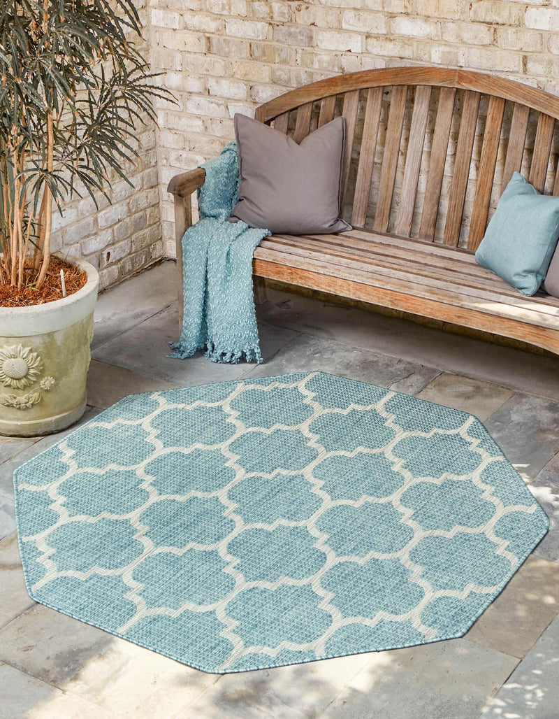 Garden Lattice Oasis Collection Area Rug - Arbor (Aquamarine) Octagon Aquamarine  lifestyle 2