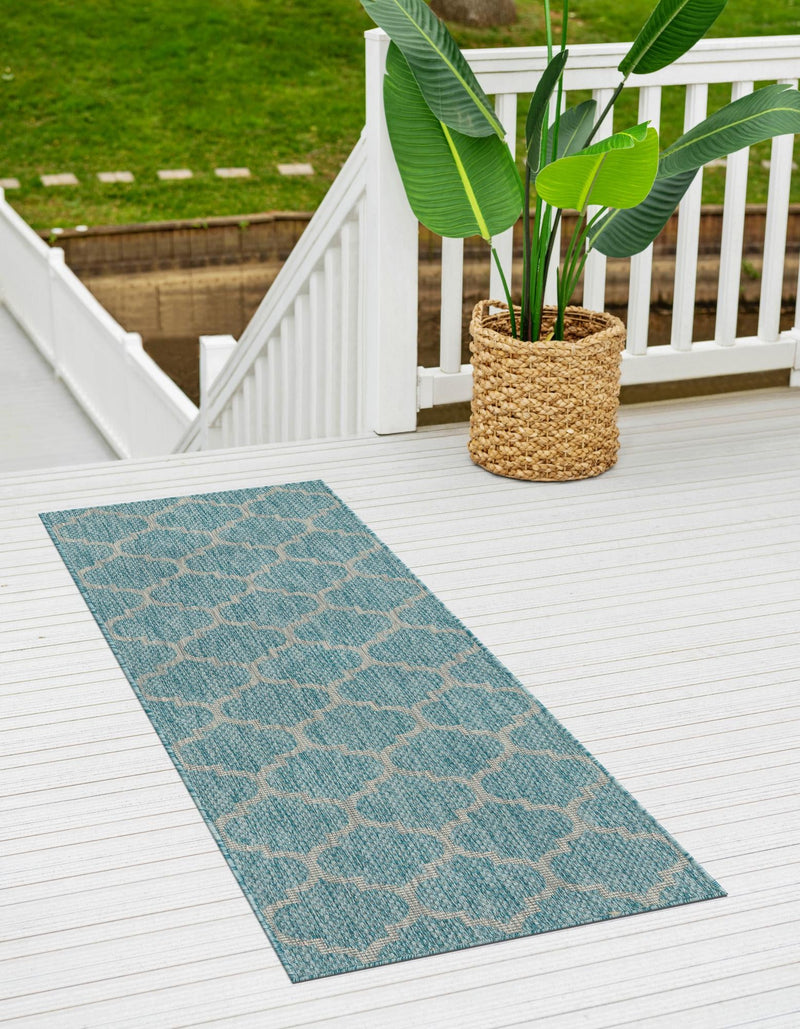 Garden Lattice Oasis Collection Area Rug - Arbor (Aquamarine) Runner Aquamarine  lifestyle 9