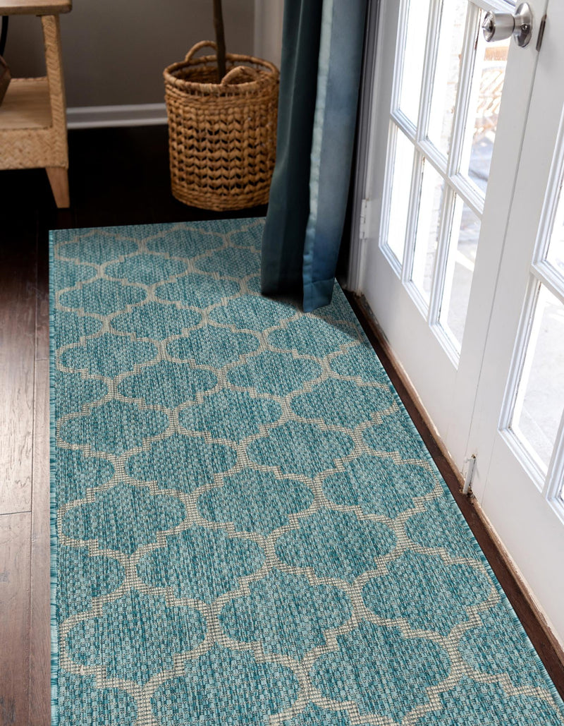 Garden Lattice Oasis Collection Area Rug - Arbor (Aquamarine) Runner Aquamarine  lifestyle 10