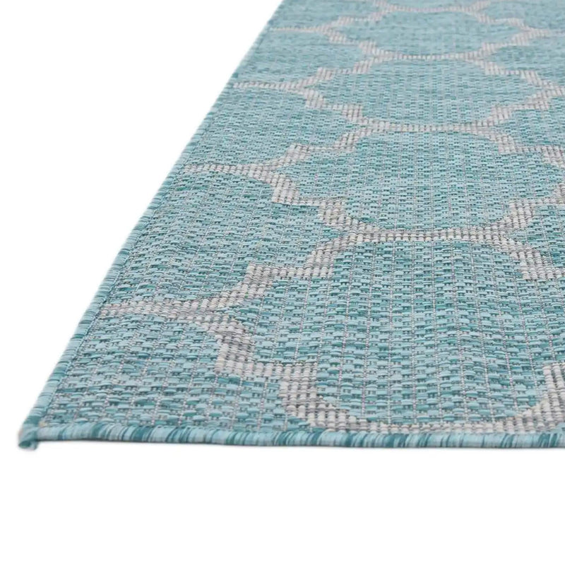 Garden Lattice Oasis Collection Area Rug - Arbor (Aquamarine) Runner Aquamarine  lifestyle 15