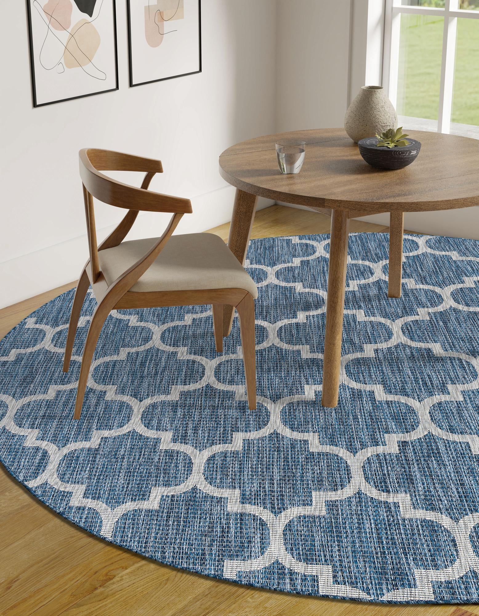 Seaside Lattice Collection Area Rug - Arbor (Navy Blue)