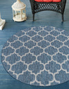 Garden Lattice Oasis Collection Area Rug - Arbor (Navy Blue) Round Navy Blue  lifestyle 30