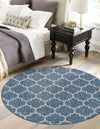 Garden Lattice Oasis Collection Area Rug - Arbor (Navy Blue) Round Navy Blue  lifestyle 33