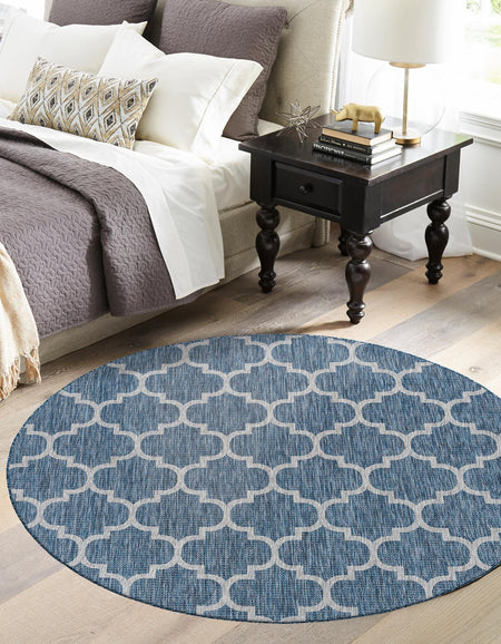 Seaside Lattice Collection Area Rug - Arbor (Navy Blue)