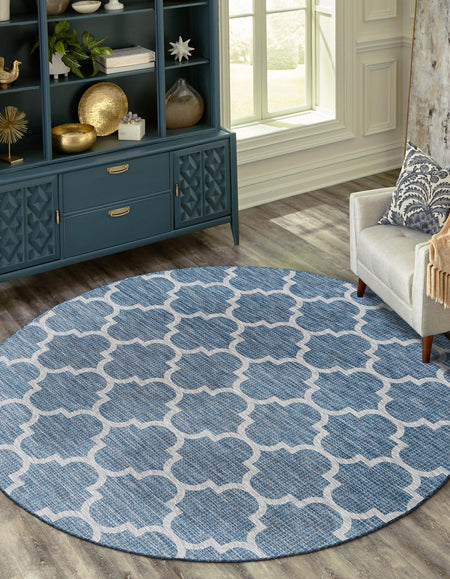 Seaside Lattice Collection Area Rug - Arbor (Navy Blue)