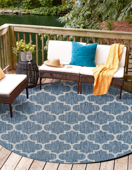 Seaside Lattice Collection Area Rug - Arbor (Navy Blue)