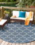 Seaside Lattice Collection Area Rug - Arbor (Navy Blue)