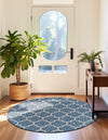 Garden Lattice Oasis Collection Area Rug - Arbor (Navy Blue) Round Navy Blue  lifestyle 45