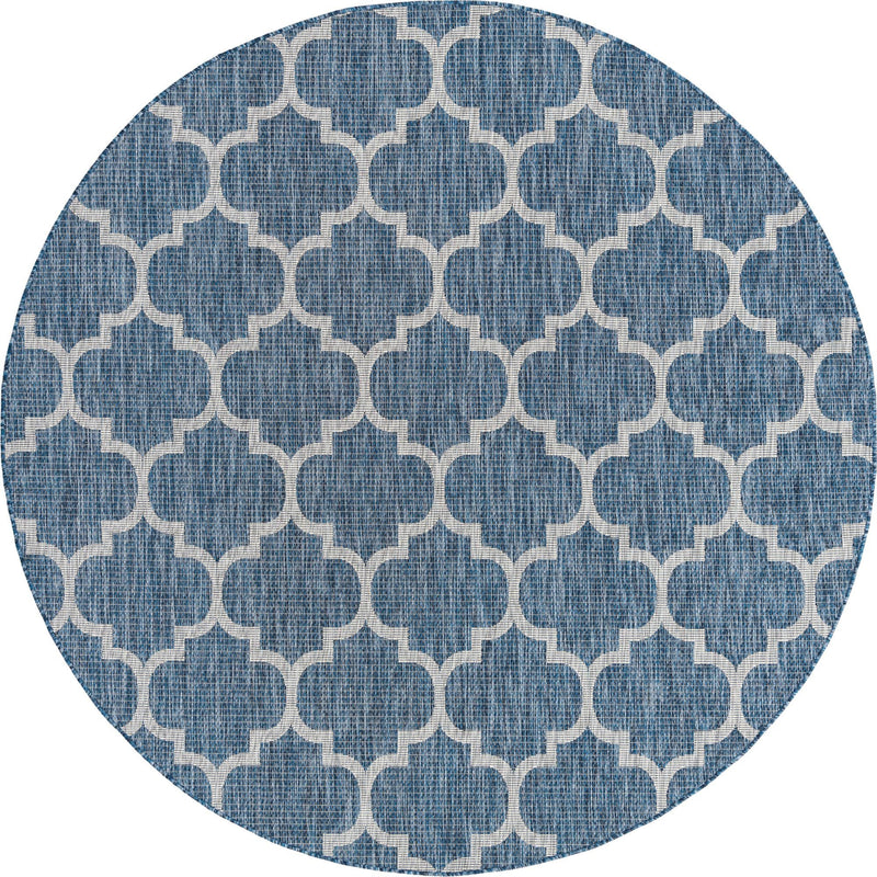 Garden Lattice Oasis Collection Area Rug - Arbor (Navy Blue) Round Navy Blue Main