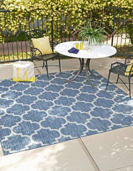 Seaside Lattice Collection Area Rug - Arbor (Navy Blue)