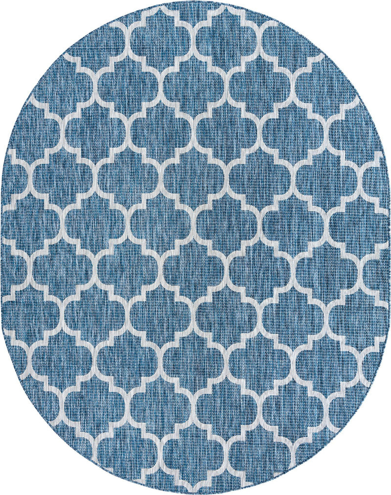 Garden Lattice Oasis Collection Area Rug - Arbor (Navy Blue) Oval Navy Blue Main