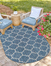 Garden Lattice Oasis Collection Area Rug - Arbor (Navy Blue) Oval Navy Blue  lifestyle 0