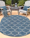 Garden Lattice Oasis Collection Area Rug - Arbor (Navy Blue) Oval Navy Blue  lifestyle 5