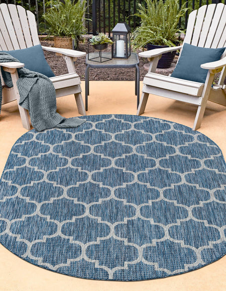 Seaside Lattice Collection Area Rug - Arbor (Navy Blue)