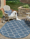 Garden Lattice Oasis Collection Area Rug - Arbor (Navy Blue) Oval Navy Blue  lifestyle 9