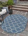 Garden Lattice Oasis Collection Area Rug - Arbor (Navy Blue) Oval Navy Blue  lifestyle 11