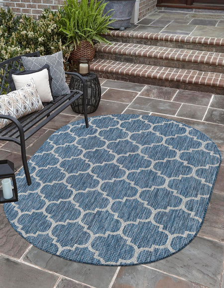 Seaside Lattice Collection Area Rug - Arbor (Navy Blue)