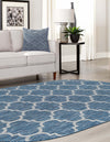 Garden Lattice Oasis Collection Area Rug - Arbor (Navy Blue) Oval Navy Blue  lifestyle 12