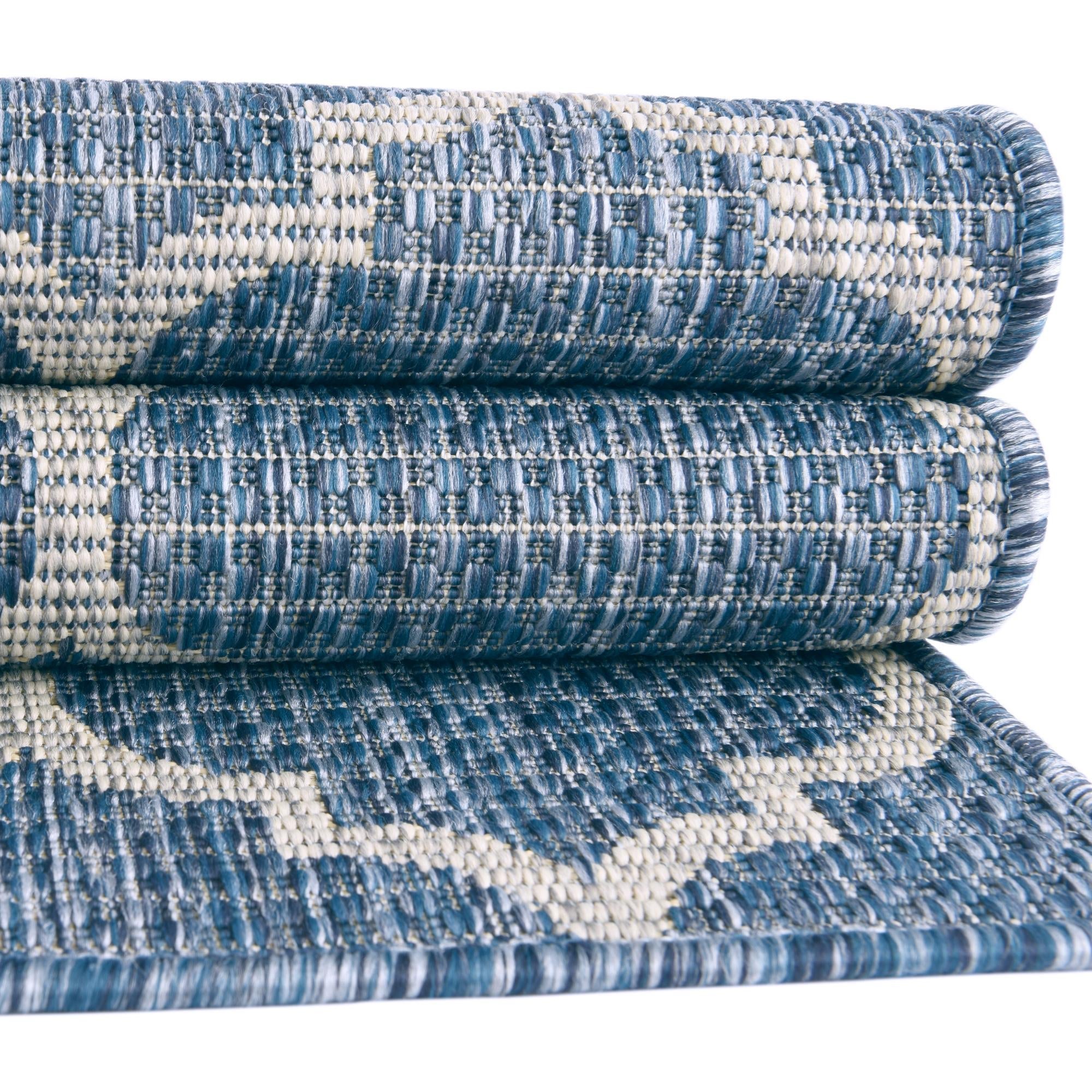 Seaside Lattice Collection Area Rug - Arbor (Navy Blue)