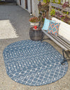 Garden Lattice Oasis Collection Area Rug -  Pergola (Blue) Oval Blue  lifestyle 0