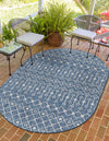 Garden Lattice Oasis Collection Area Rug -  Pergola (Blue) Oval Blue  lifestyle 4