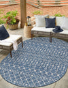 Garden Lattice Oasis Collection Area Rug -  Pergola (Blue) Oval Blue  lifestyle 6