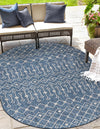 Garden Lattice Oasis Collection Area Rug -  Pergola (Blue) Oval Blue  lifestyle 8