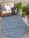 Garden Lattice Oasis Collection Area Rug -  Pergola (Blue) Oval Blue  lifestyle 10