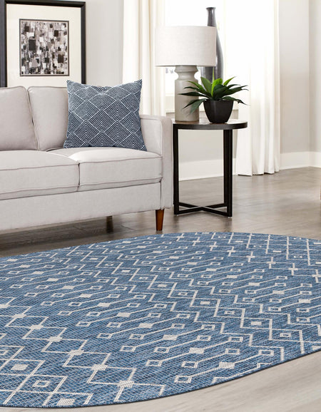 Seaside Lattice Collection Area Rug -  Pergola (Blue)