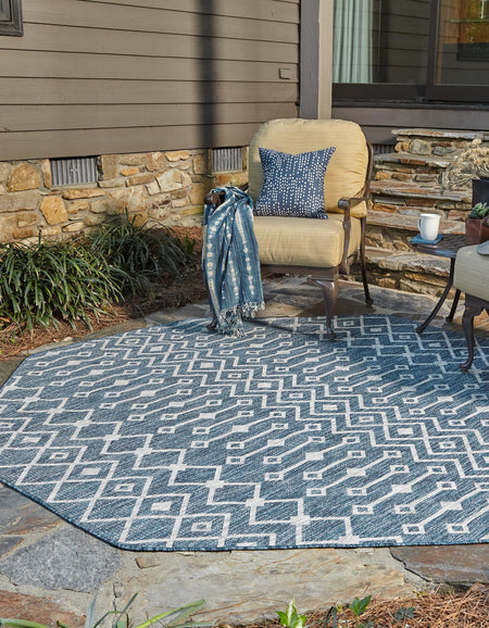 Seaside Lattice Collection Area Rug -  Pergola (Blue)