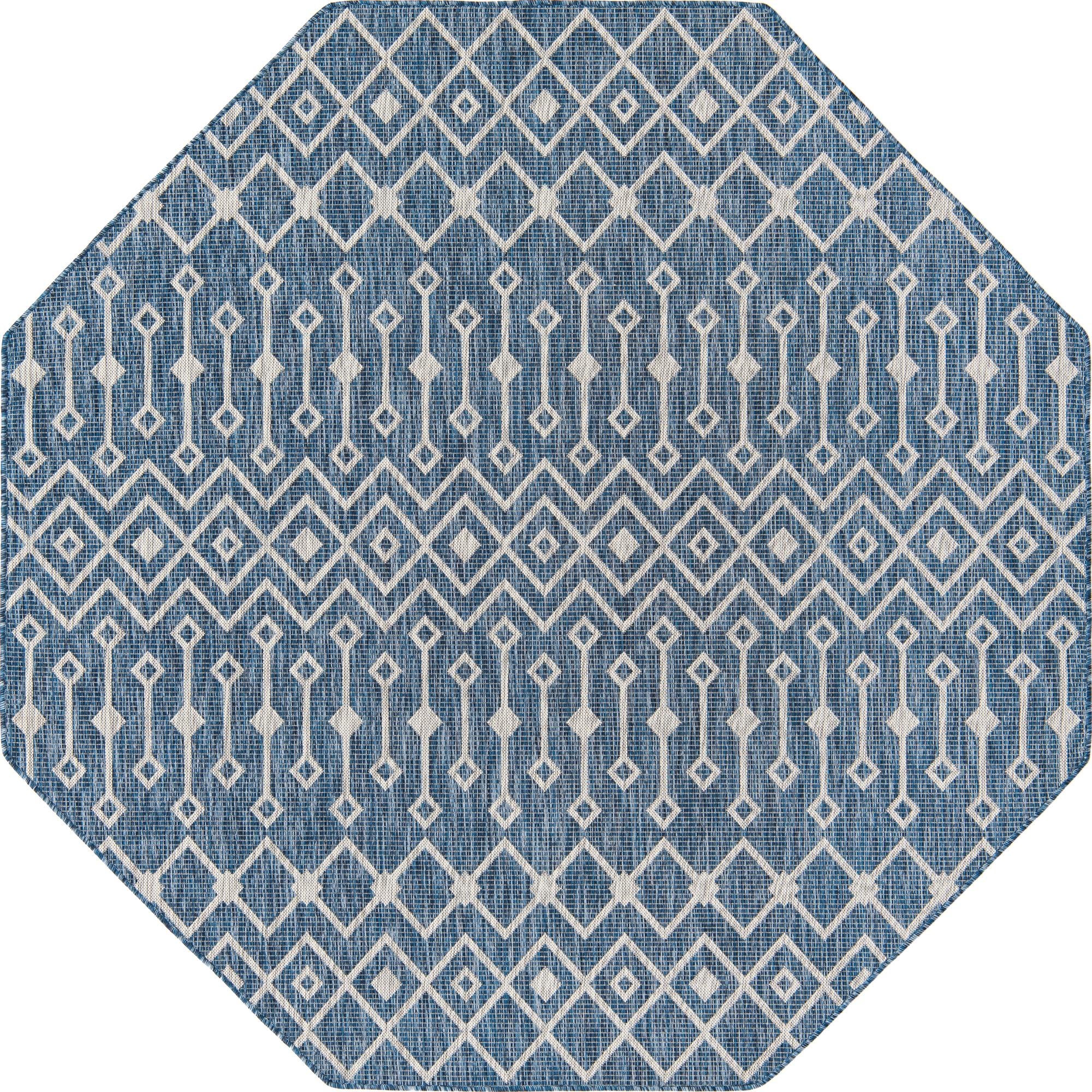 Seaside Lattice Collection Area Rug -  Pergola (Blue)