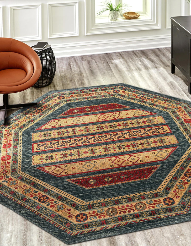 Zagros Oasis Collection Area Rug -  Khorramabad Octagon Blue  lifestyle 47