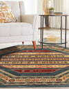 Zagros Oasis Collection Area Rug -  Khorramabad Octagon Blue  lifestyle 57