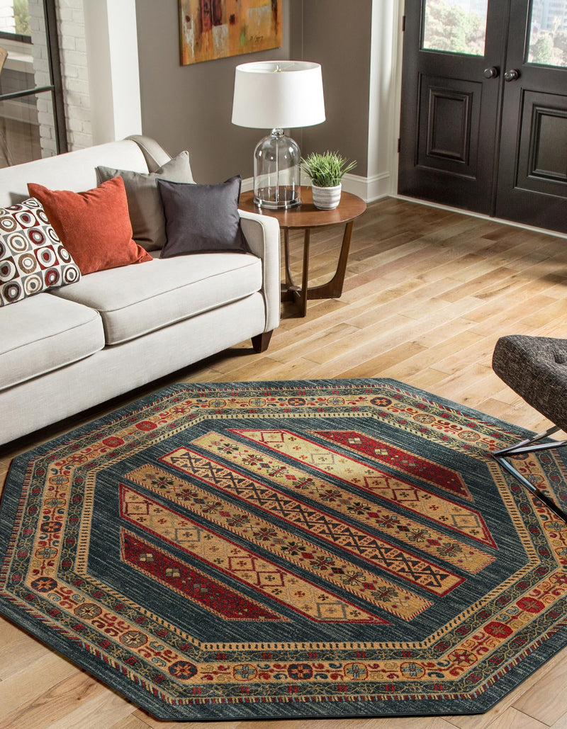 Zagros Oasis Collection Area Rug -  Khorramabad Octagon Blue  lifestyle 78