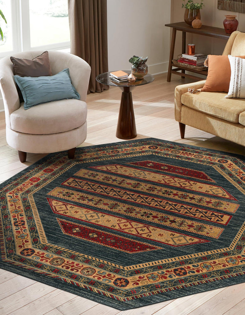 Zagros Oasis Collection Area Rug -  Khorramabad Octagon Blue  lifestyle 86