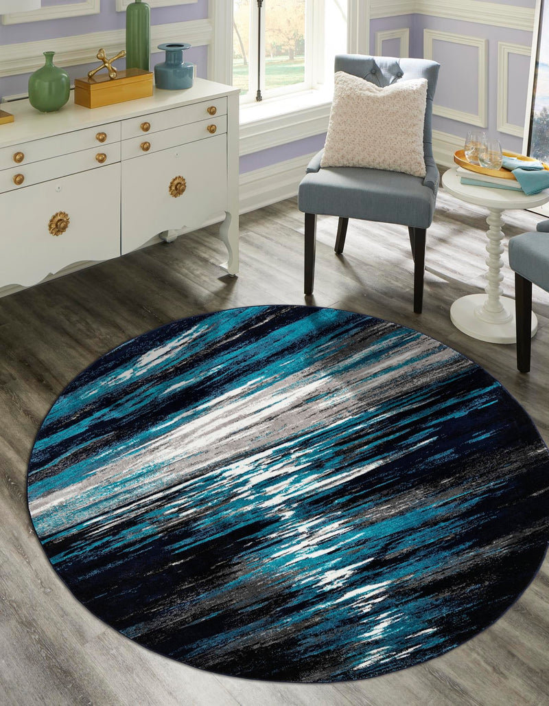 Urban Oasis Collection Area Rug -  Flushing Round Navy Blue  lifestyle 24