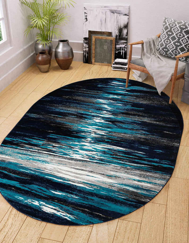 Urban Oasis Collection Area Rug -  Flushing Oval Navy Blue  lifestyle 26