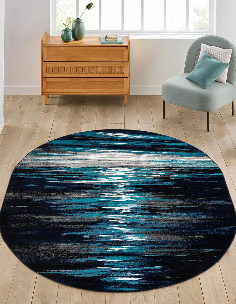 Urban Oasis Collection Area Rug -  Flushing Oval Navy Blue  lifestyle 31