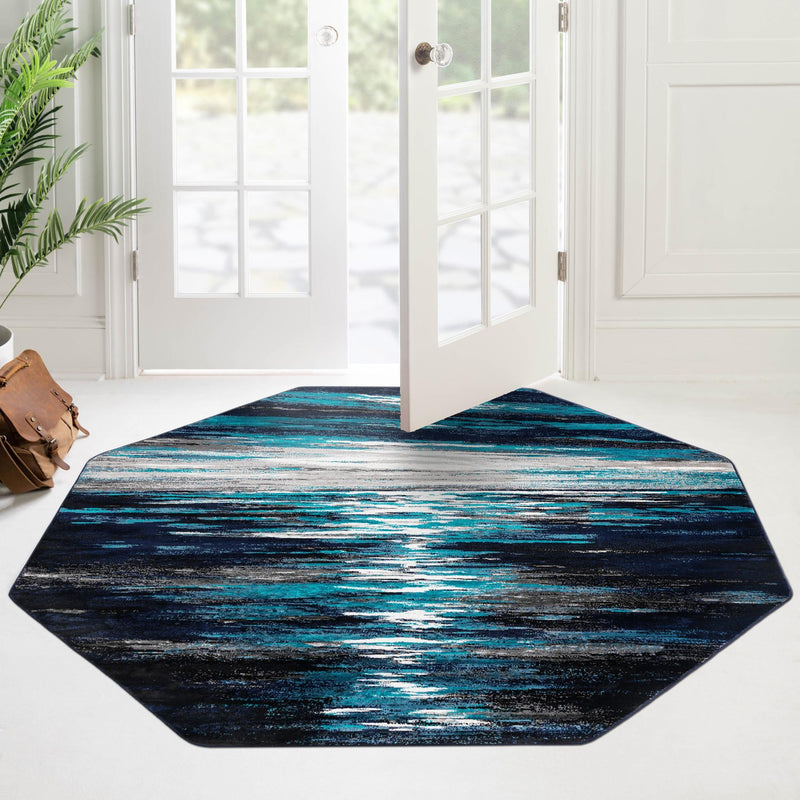 Urban Oasis Collection Area Rug -  Flushing Octagon Navy Blue  lifestyle 90