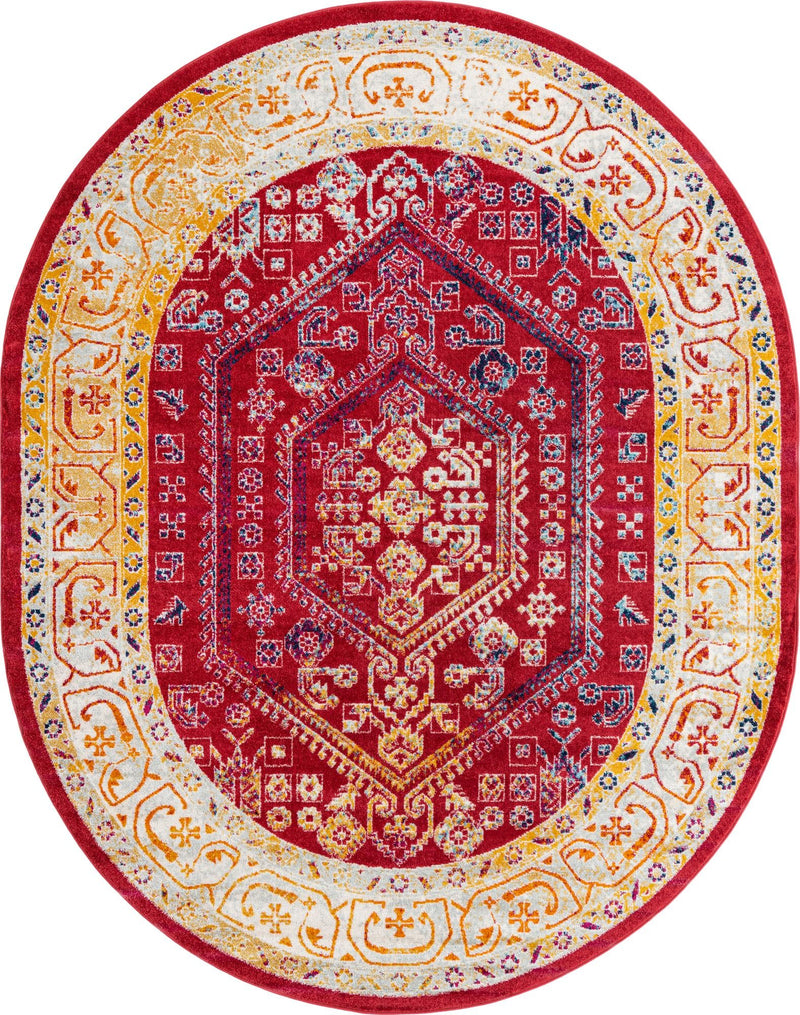 Adriana Terrace Collection Area Rug - Capri (Magenta) Oval Magenta  lifestyle 2