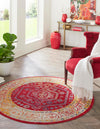 Adriana Terrace Collection Area Rug - Capri (Magenta) Round Magenta  lifestyle 10