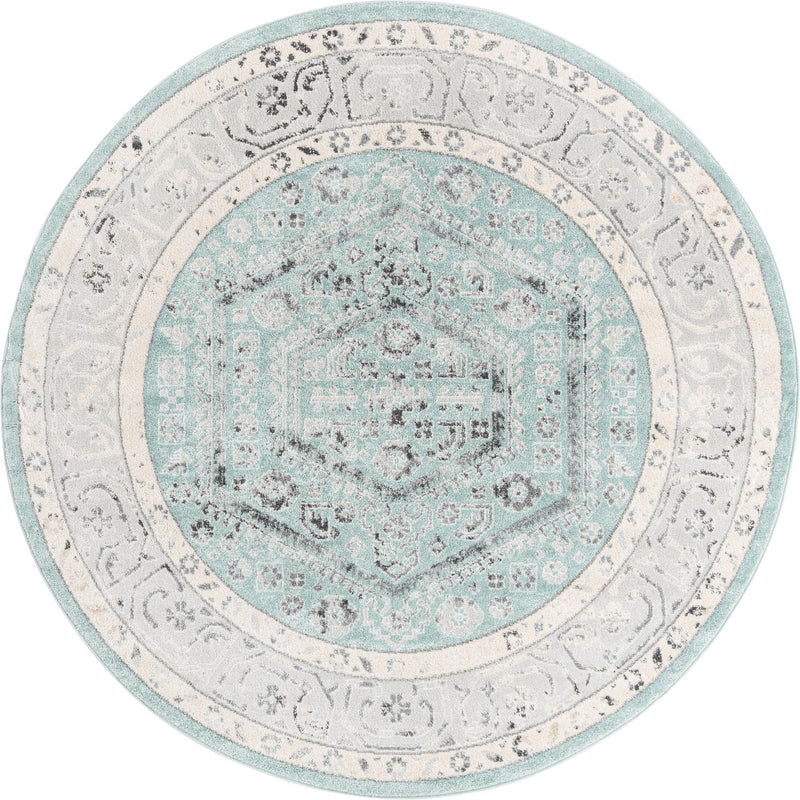 Adriana Terrace Collection Area Rug - Capri (Aqua) Round Aqua  lifestyle 5