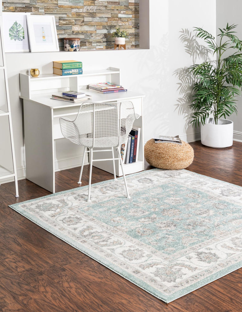 Adriana Terrace Collection Area Rug -  Positano (Aqua) Square Aqua  lifestyle 13