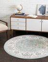 Adriana Terrace Collection Area Rug -  Positano (Aqua) Round Aqua  lifestyle 18