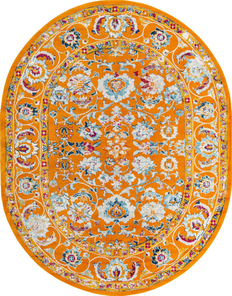 Adriana Terrace Collection Area Rug -  Positano (Orange) Oval Orange  lifestyle 2