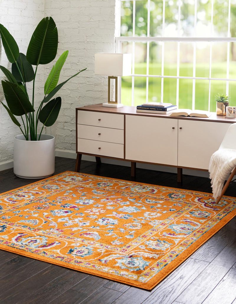 Adriana Terrace Collection Area Rug -  Positano (Orange) Square Orange  lifestyle 18