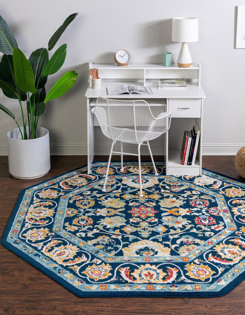 Adriana Terrace Collection Area Rug -  Positano (Navy Blue) Octagon Navy Blue  lifestyle 19