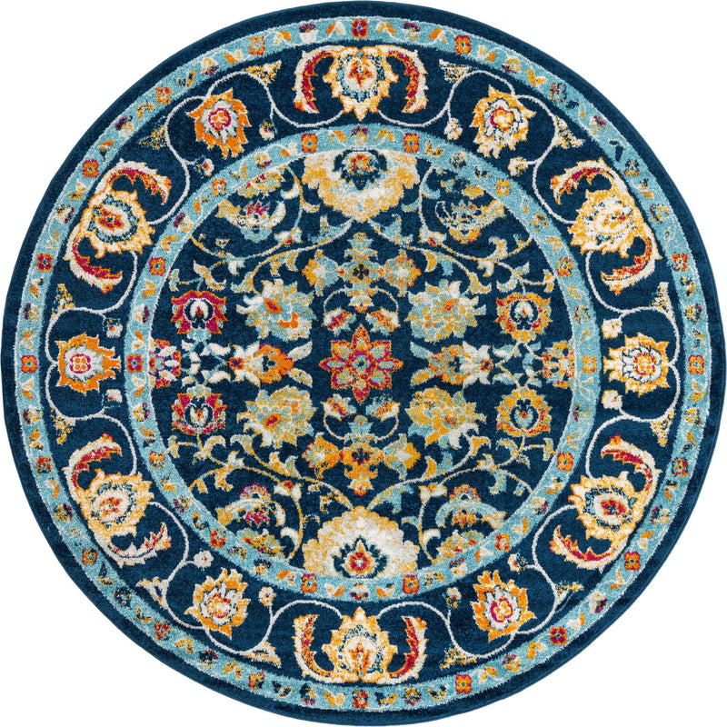 Adriana Terrace Collection Area Rug -  Positano (Navy Blue) Round Navy Blue  lifestyle 5